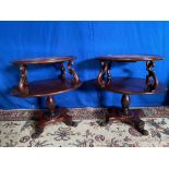 A PAIR OF WILLIAM IV LEATHER TOPPED OVAL SHAPED DUMBWAITERS / SID