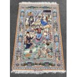 A FINE HAND MADE PERSIAN ‘ESFEHAN’ RUG, with pictorial design, wi