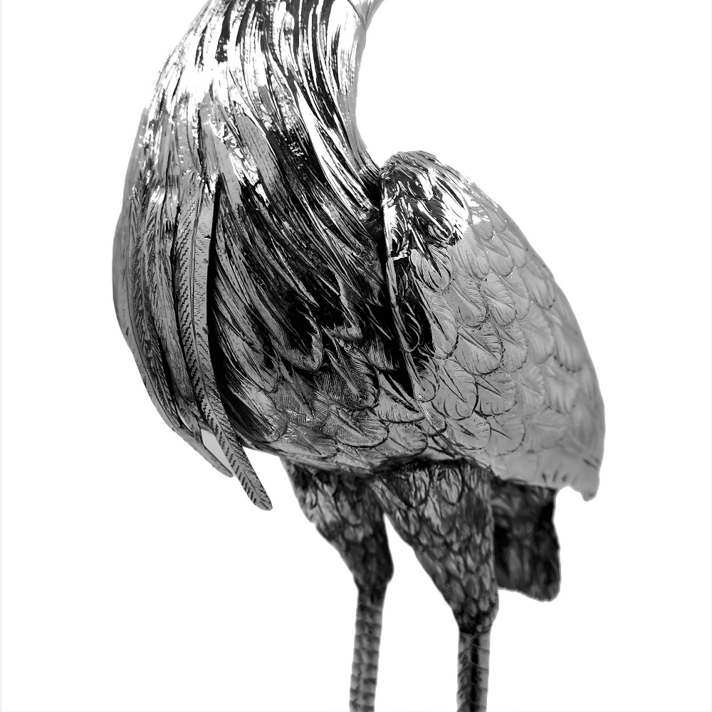 AN IMPRESSIVE LATE 19TH CENTURY SILVER MODEL OF A CRANE / HERON, - Image 3 of 6