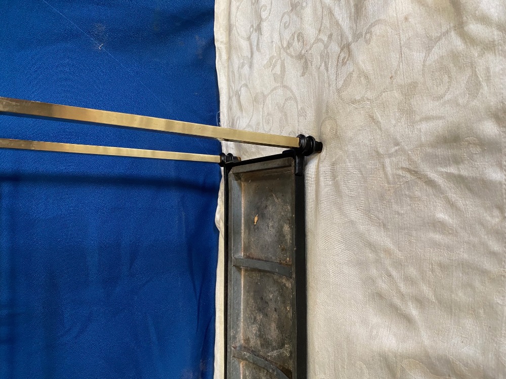 A LATE 19TH CENTURY BRASS UMBRELLA / STICK STAND, with curved fra - Image 2 of 3