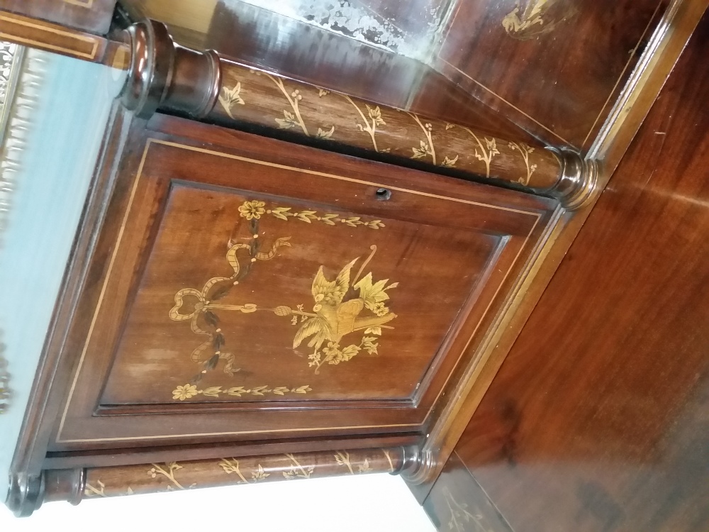 A MID 19TH CENTURY MAHOGANY AND MARQUETRY INLAID WRITING TABLE. T - Image 7 of 7