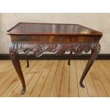 AN IRISH SILVER TABLE, with raised rim, on carved cabriole leg, w