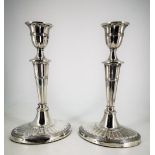 A FINE PAIR OF LATE 19TH CENTURY SILVER CANDLESTICKS, in the styl