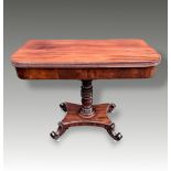 A VERY FINE REGENCY MAHOGANY TEA TABLE, circa 1820, with solid to