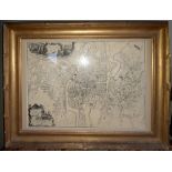 A FRAMED MAP OF CORK CITY, John Rocque 1759 representation of the