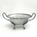 A VERY FINE LATE 18TH CENTURY GEORGIAN SILVER & GLASS DISH / BASK