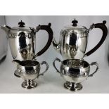 A VERY FINE EARLY 20TH CENTURY SILVER TEA / COFFEE SET, decorated