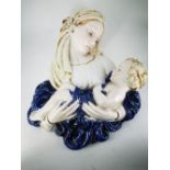 A VERY FINE LATE VICTORIAN CERAMIC WALL HANGING of a mother and c