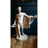 A RECONSTITUED STONE GARDEN FIGURE APOLLO BELVEDERE, 103cm tall 7