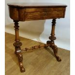 A VERY FINE 19TH CENTURY BURR WALNUT LADIES WRITING TABLE, with l