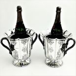 A PAIR OF MID 19TH CENTURY SILVER WINE / CHAMPAGNE COOLERS, Londo