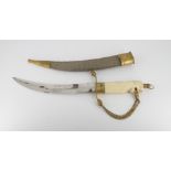 A FINE 2ND WORLD WAR INDIAN DAGGER, with carved ivory handle, bra