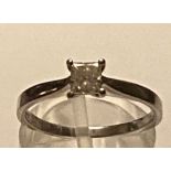 A PLATINUM PRINCESS DIAMOND SOLITAIRE RING, .50cts princess cut d