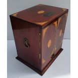 A GOOD QUALITY EDWARDIAN INLAID MAHOGANY TABLE TOP SMOKERS CABINE