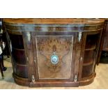 A 19TH CENTURY WALNUT INLAID & ORMOLU MOUNTED CREDENZE, the centr