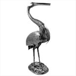 AN IMPRESSIVE LATE 19TH CENTURY SILVER MODEL OF A CRANE / HERON,