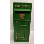 AN IRISH GREEN METAL POST BOX, with 2 keys, 59.7cm (H) x 24.7cm (