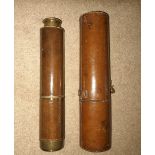 A VERY FINE 19TH CENTURY CASED TELESCOPE, 5 section, leather case