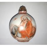 A CHINESE SNUFF BOTTLE, decorated with smiling Buddha, character