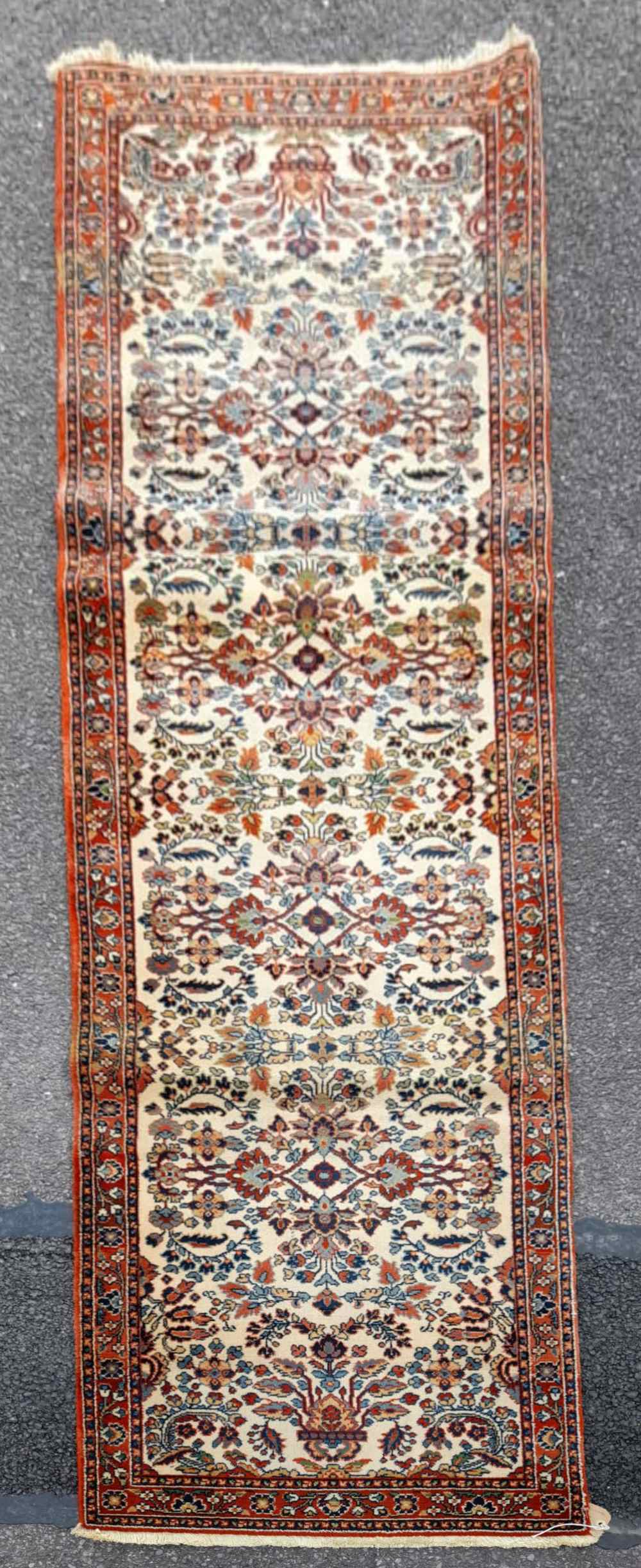 A SAROUK PERSIAN DESIGN PURE WOOL PILE RUNNER, with rightly woven deep pile, circa 1990, a knot - Image 2 of 5