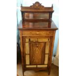 A GOOD QUALITY VICTORIAN ROSEWOOD AND INLAID MUSIC CABINET, circa 1870, with raised gallery back