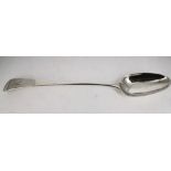 A LATE 18TH CENTURY SILVER BASTING SPOON, London, 1780, maker’s mark of Hester Bateman, engraved