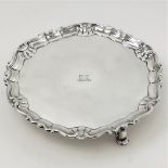 A RARE MID 18TH CENTURY IRISH SILVER SALVER, circa 1760, maker mark of James Warren, who was