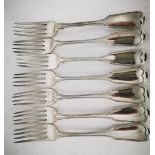 SEVEN LATE 18TH / EARLY 19TH CENTURY SILVER FORKS, (4) with maker’s marks of GS – for George