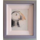 CON CAMPBELL, (IRISH B. 1946) PUFFIN, oil on board, signed lower left, 40cm x 35cm approx. frame.