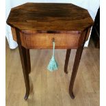 A GEORGE III ROSEWOOD WRITING / SEWING TABLE, circa 1820, of hexagonal shape, with lifting top