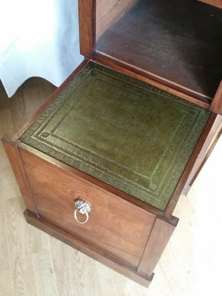 A VERY FINE GEORGE III REGENCY PERIOD MAHOGANY BEDSIDE CABINET, circa 1810, with a raised three - Image 3 of 4