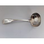 AN EARLY 19TH CENTURY IRISH SILVER SAUCE LADLE, Dublin, date letter for 1830, maker’s mark IS for