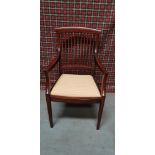 A GOOD QUALITY SIDE CHAIR / BEDROOM CHAIR, with bentwood back supports, curved arm rests, lift up