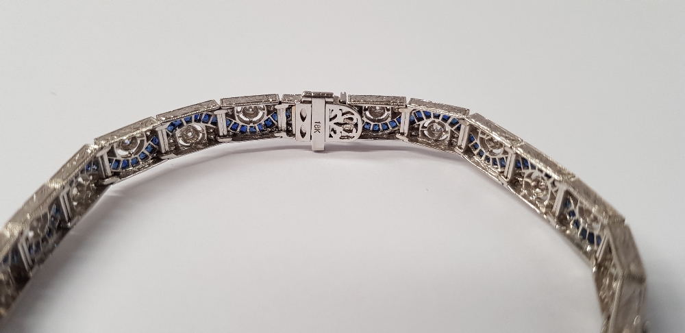 A STUNNING 18CT WHITE GOLD DIAMOND AND SAPPHIRE BRACELET, with round brilliant cut diamonds, - Image 7 of 10