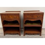 A PAIR OF OPEN FRONTED SINGLE DRAWER SIDE / BED CABINETS, with a brush slide over the single drawer,