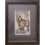 CON CAMPBELL, (IRISH B. 1946), PONIES, oil on card, signed lower right, 34cm x 27cm approx. frame.