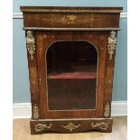 A VERY FINE 19TH CENTURY BURR WALNUT MAR QUETRY INLAID DISPLAY CABINET, with applied gilded bronze