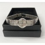 A LADIES PONTIAC 18CT WHITE GOLD BRACELET WATCH, with mesh style straps, marked 0.750 and Pontiac to