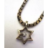 A 9CT YELLOW GOLD STAR DIAMOND PENDANT NECKLACE, 20.5 inch 9ct gold box chain, with a genuine