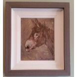 CON CAMPBELL, (IRISH B. 1946), DONKEY, oil on board, signed lower right, 40cm x 35cm approx. frame.