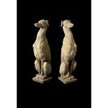 A PAIR OF GARDEN ORNAMENTS / GUARD DOG STATUES / GREYHOUND STATUES, 2ft 6in high approx.