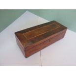 A FINE KILLARNEY WARE ARBUTUS AND YEW WOOD GLOVE BOX, with simple marquetry inlaid detail to the