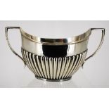 AN EDWARDIAN SILVER PLATED SUGAR BOWL, in the regency style, made by Mappin and Webb, 18cm x 10cm