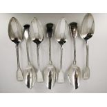 A SET OF SEVEN LARGE TABLE SPOONS, by Geo Smith London 1797. 450 g. 22 long 4.5 wide Provenance: fro