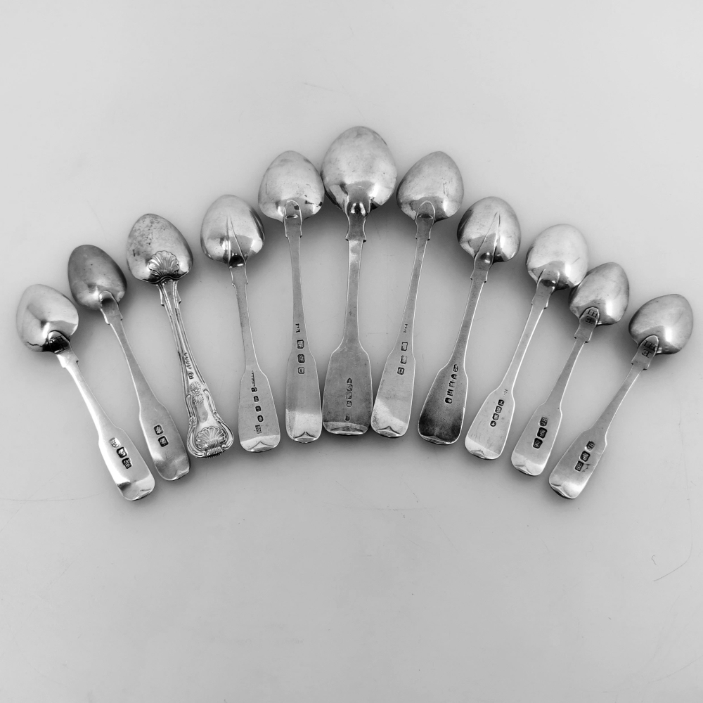 A COLLECTION OF IRISH ANTIQUE SILVER SPOONS, with various date and maker’s marks, including; PM for - Image 2 of 5