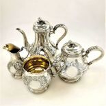 A VERY FINE MID 19TH CENTURY IRISH FOUR PIECE TEA AND COFFEE SET, large size and heavy weight, Dubli