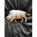 A HANDPAINTED COLD CAST BRONZE ORNAMENT, of a boar with Bergman stamp to base. Approx. 6 inches long