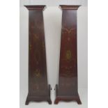 A VERY FINE PAIR OF EDWARDIAN INLAID AND HAND PAINTED MAHOGANY BUST / JARDINERE STANDS, in good cond