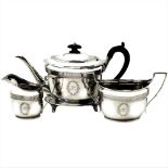 A VERY FINE TURN OF THE 19TH CENTURY SILVER FOUR PIECE TEA SET, England, with date letter of 1800, a