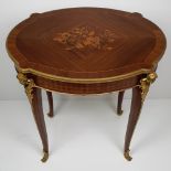 A VERY FINE EARLY 20TH CENTURY MARQUETRY INLAID MAHOGANY AND KINGWOOD OCCASSIONAL TABLE, having cent
